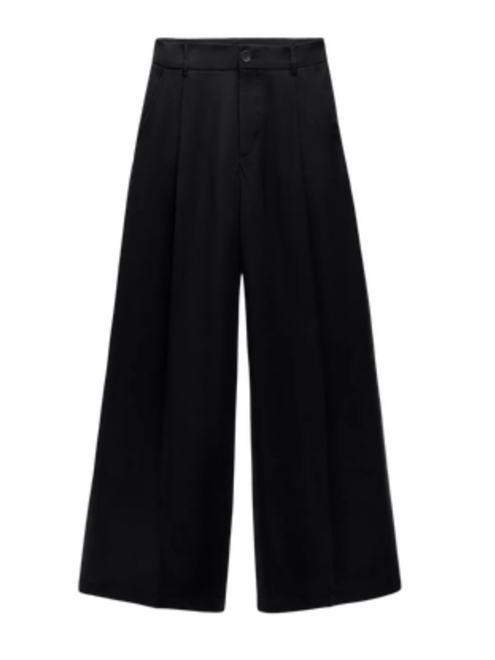 Zara Flowy Pleated Wide Leg Pants Black Size M